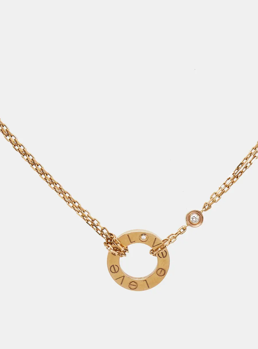 Cartier Love Diamond 18k Rose Gold Necklace