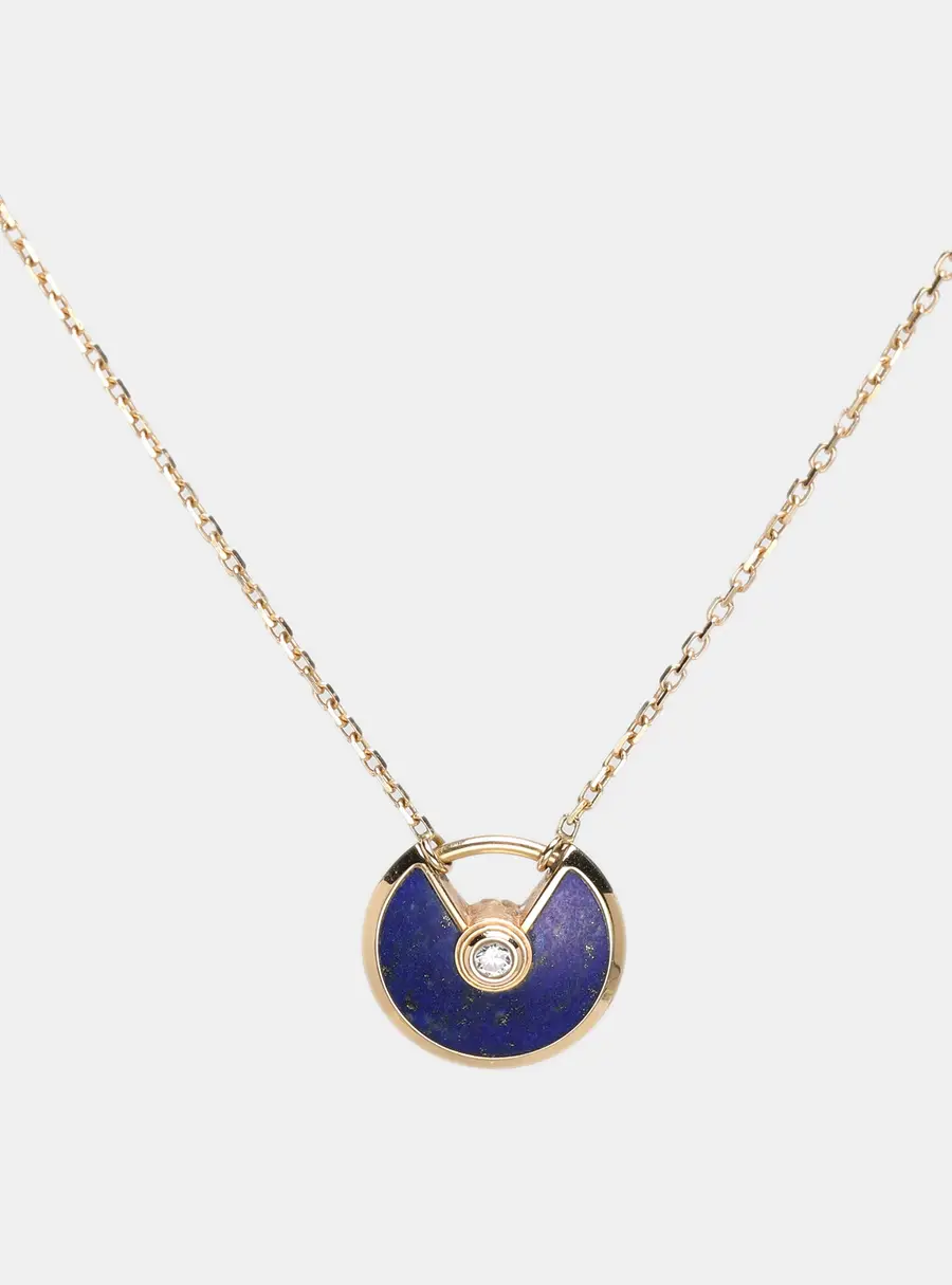 Cartier Amulette De Cartier Diamond Lapis Lazuli 18k Yellow Gold XS Model Pendant Necklace