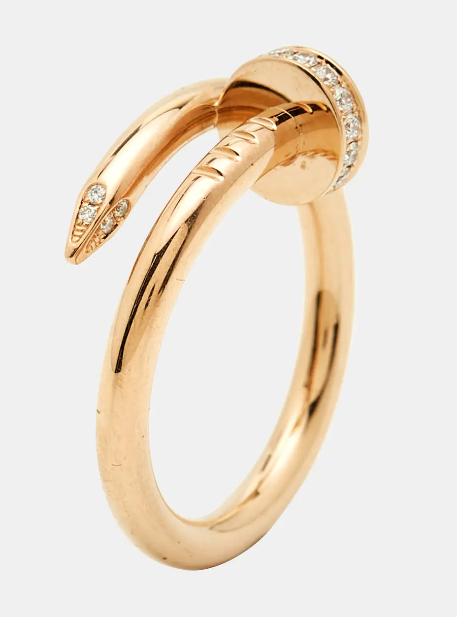 Cartier Juste Un Clou Diamonds 18k Rose Gold Classic Model Ring Size 57