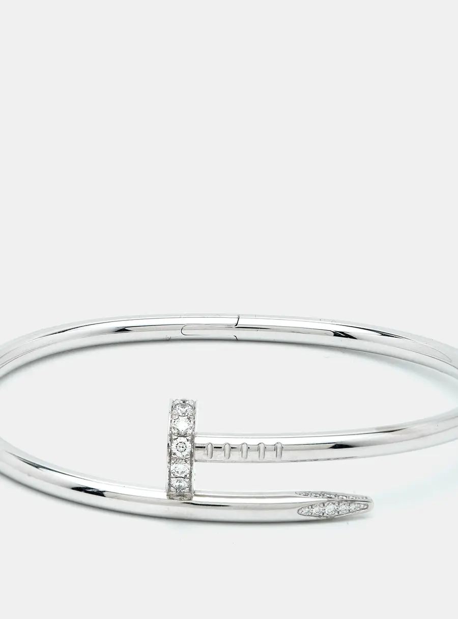 Cartier Juste Un Clou Diamonds 18k White Gold Classic Model Bracelet 17