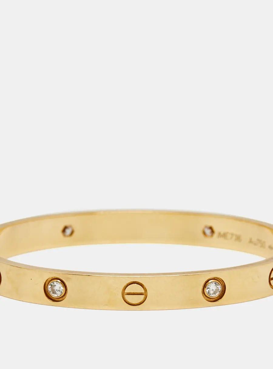Cartier Love 4 Diamonds 18k Yellow Gold Bracelet 16