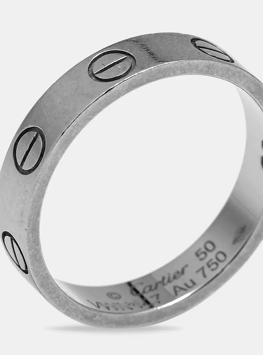 Cartier Love 18k White Gold Small Model Band Ring Size 50