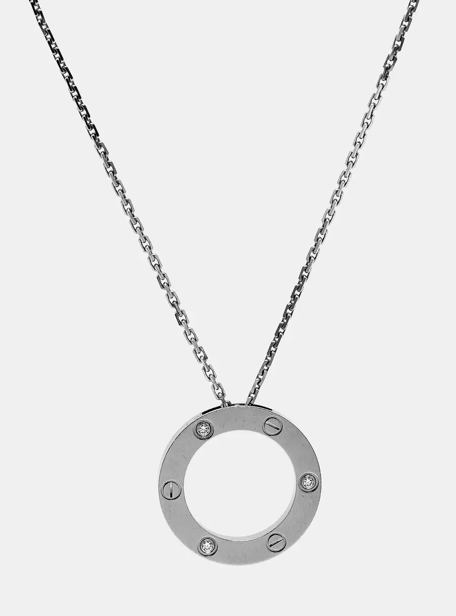 Cartier Love Diamond 18K White Gold Pendant Necklace