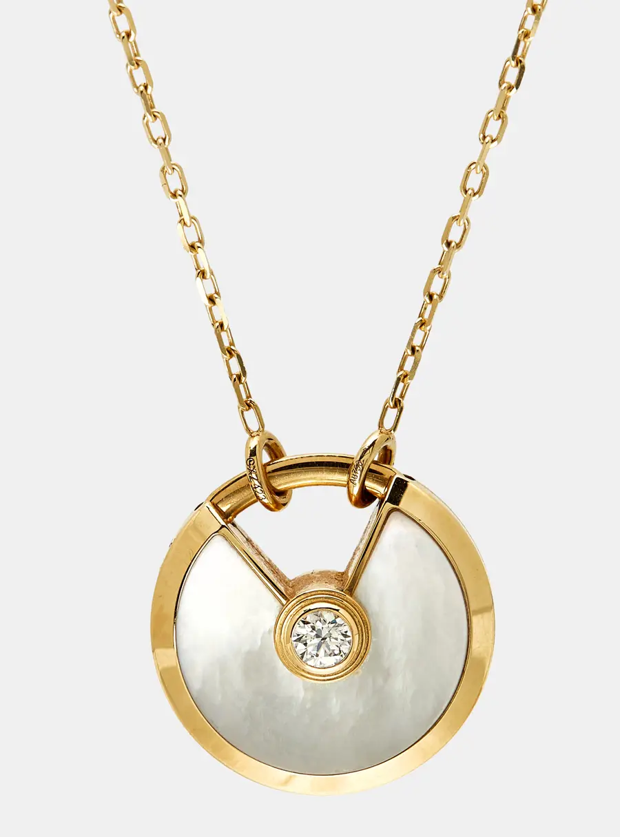 Cartier Amulette De Cartier Diamond Mother of Pearl 18k Yellow Gold SMall Model Pendant Necklace