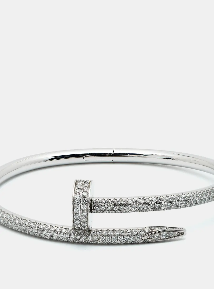 Cartier Juste Un Clou Diamond 18k White Gold Bangle Bracelet 15
