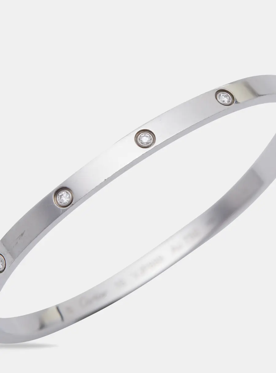 Cartier Love 10 Diamonds 18k White Gold Small Model Bracelet 16