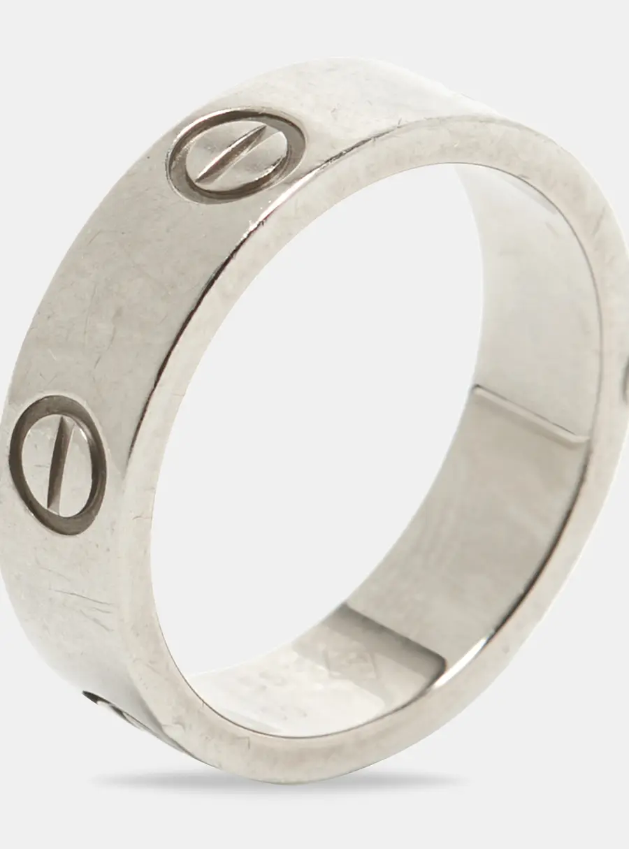 Cartier Love 18k White Gold Band Ring Size 55