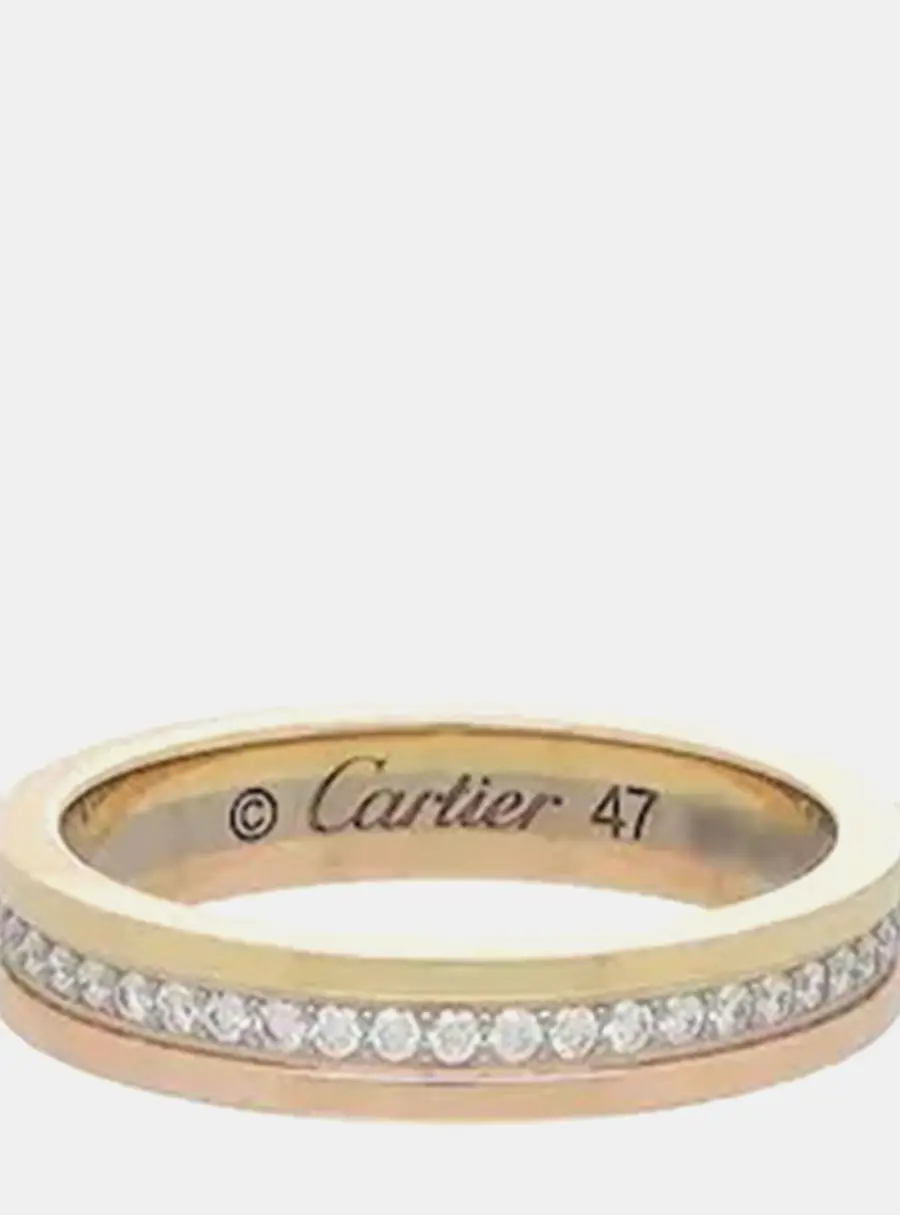 Cartier Vendome Louis Cartier 18K White/ Yellow/ Pink Gold Diamonds Wedding Pave Ring EU 47