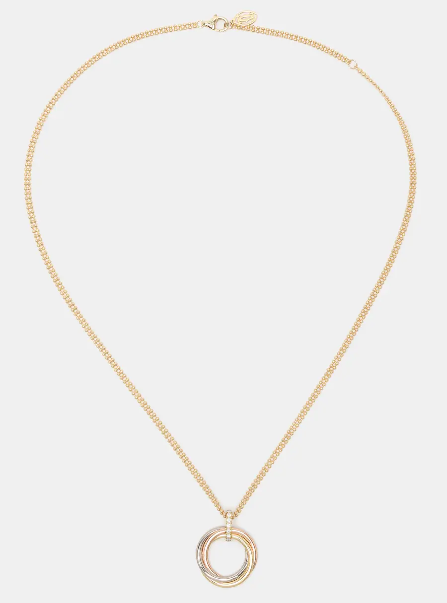 Cartier Trinity Diamond 18k Three Tone Gold Chain Necklace