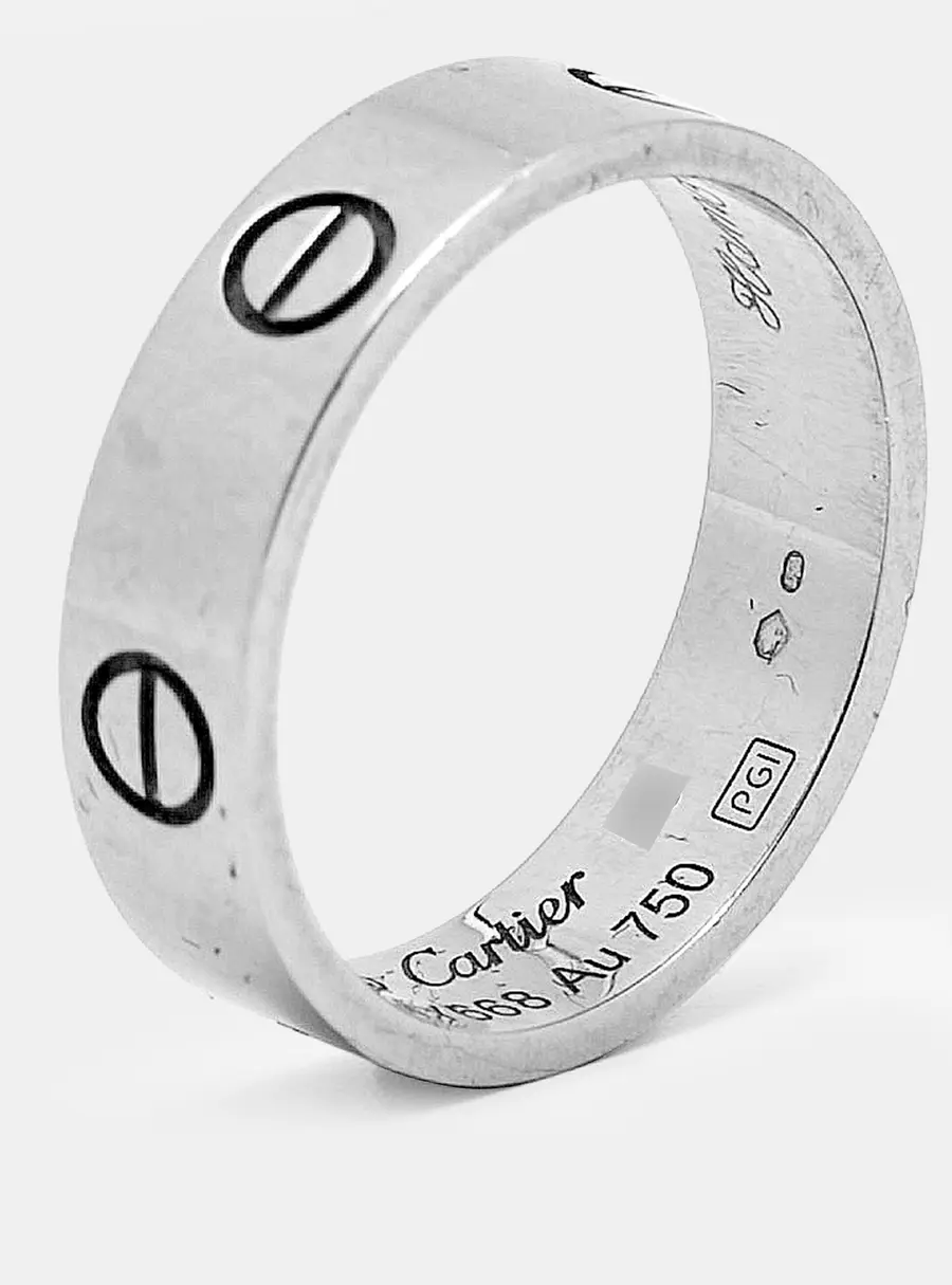 Cartier Love 18k White Gold Classic Model Band Ring Size 59