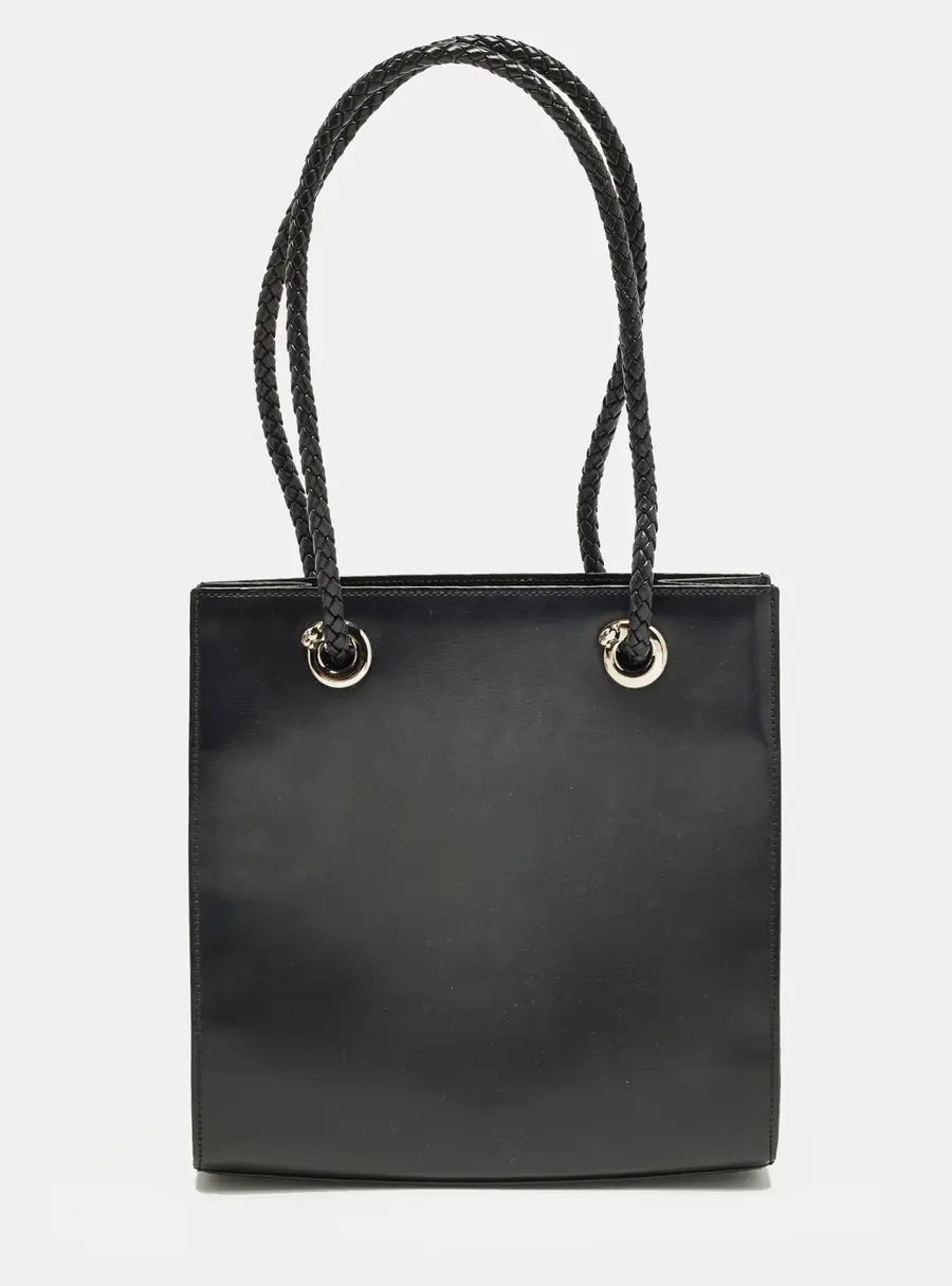 Cartier Panthere Black Leather Braided Handle Tote