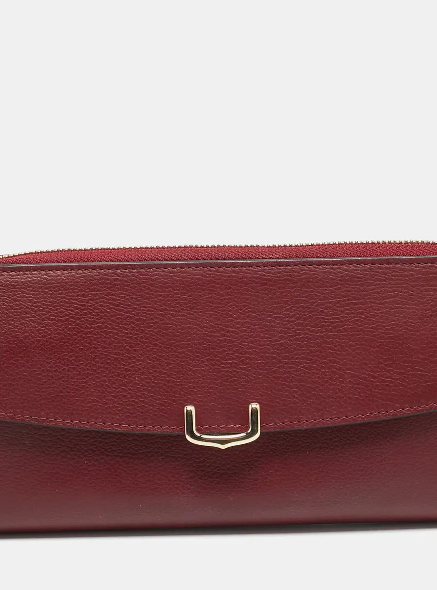 Cartier C De Cartier Burgundy Leather Zip Around Wallet
