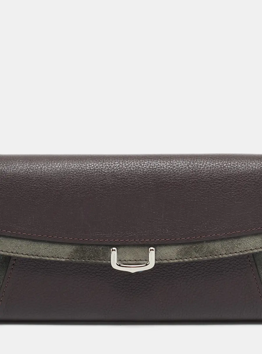 Cartier C De Cartier Burgundy/Grey Leather and Suede Continental Wallet