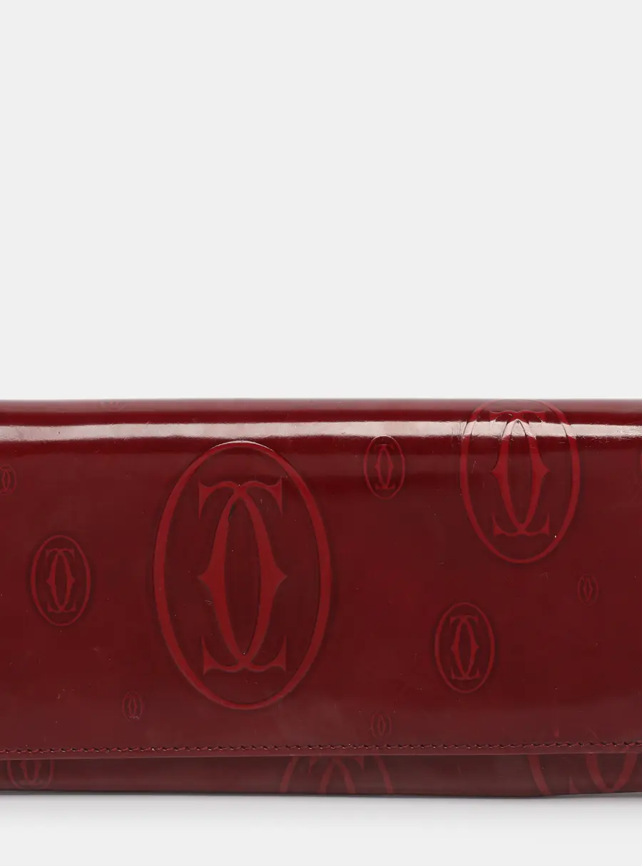 Cartier Happy Birthday Red Patent Leather and Patent Leather Long Wallet