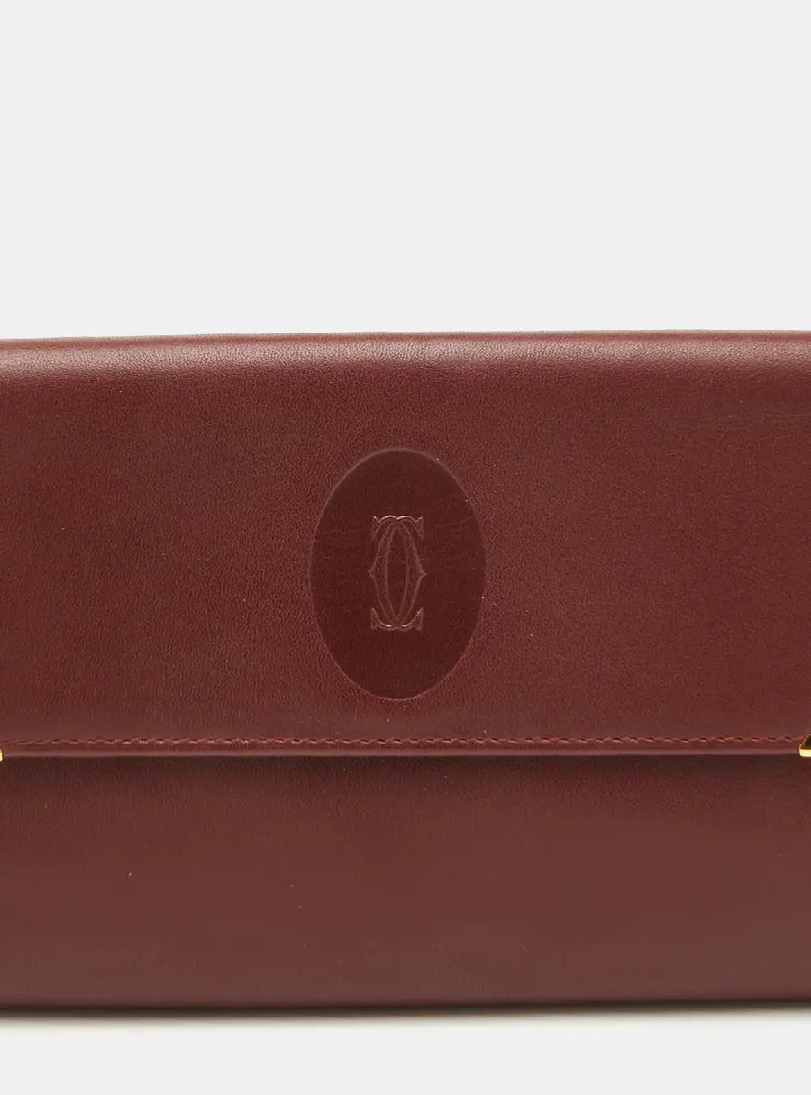 Cartier Le Must De Cartier Burgundy Leather Compact Wallet