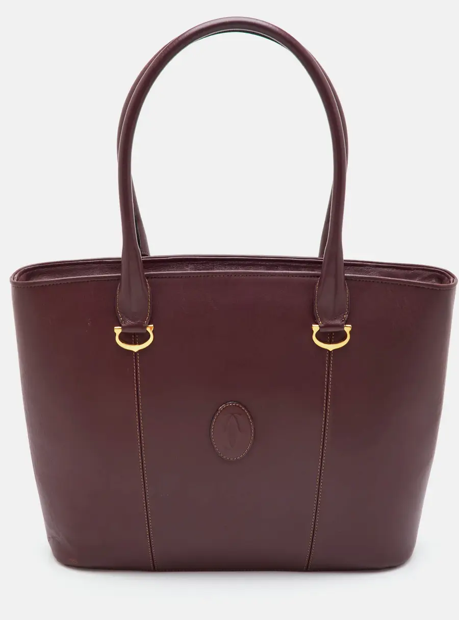 Cartier Must de Cartier Burgundy Leather Shopper Tote