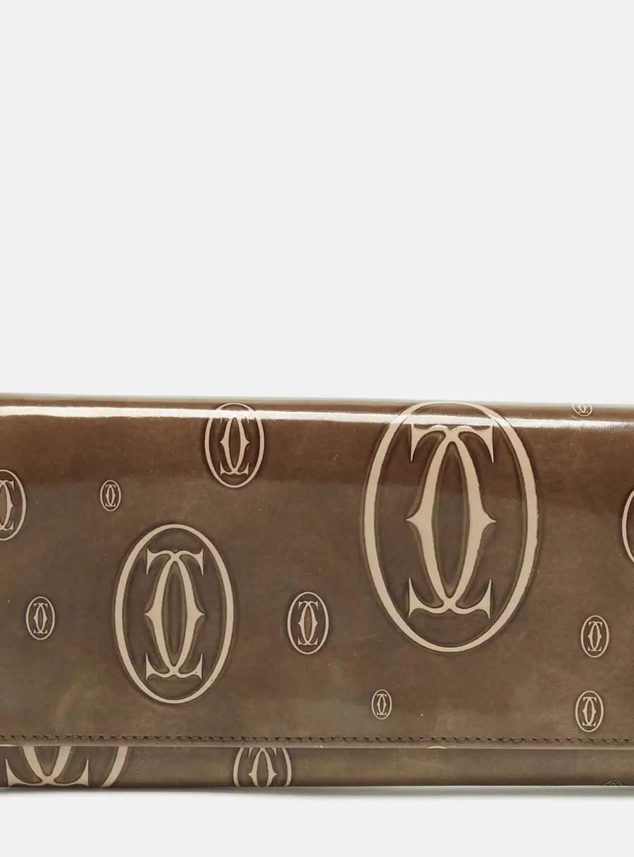 Cartier Happy Birthday Brown Patent Leather Continental Wallet