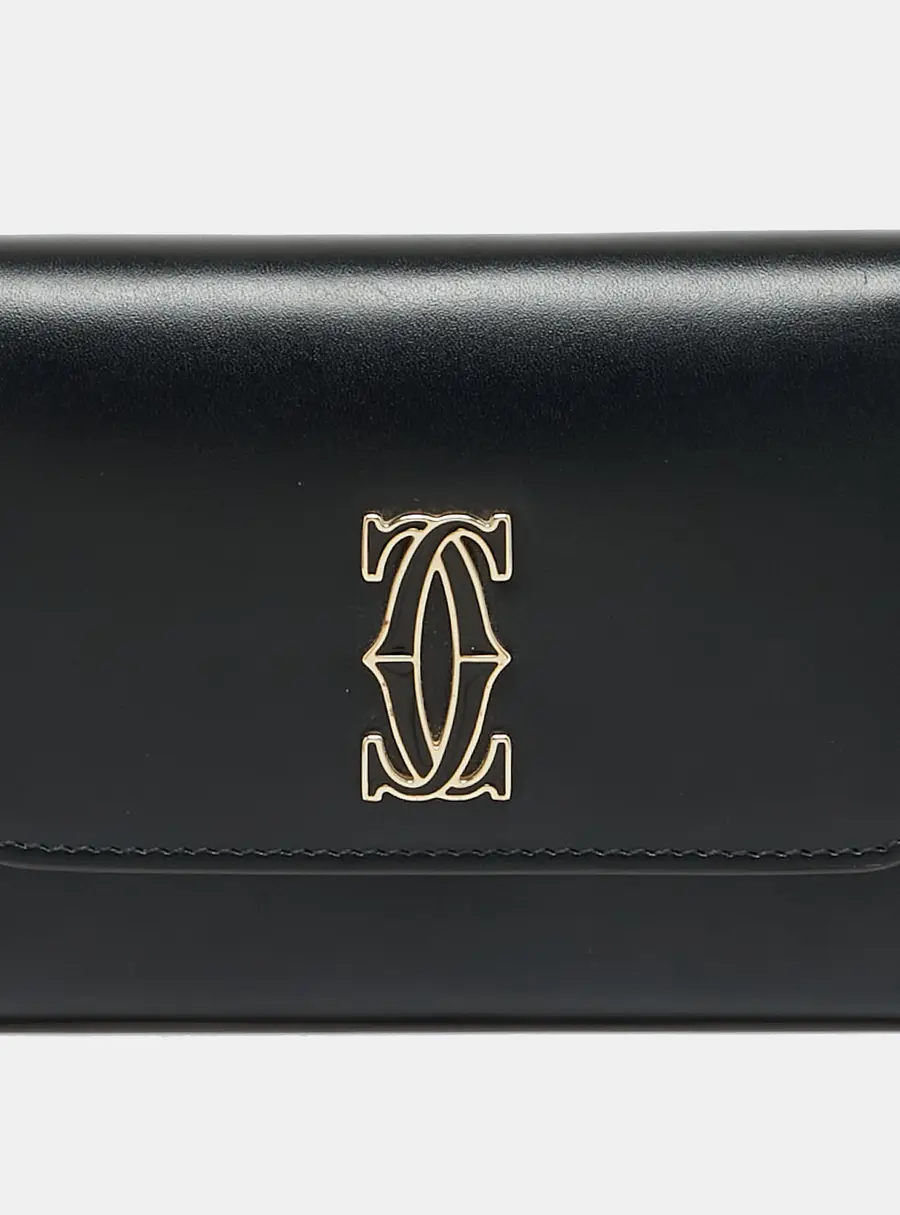 Cartier C de Cartier Black Leather Compact Wallet