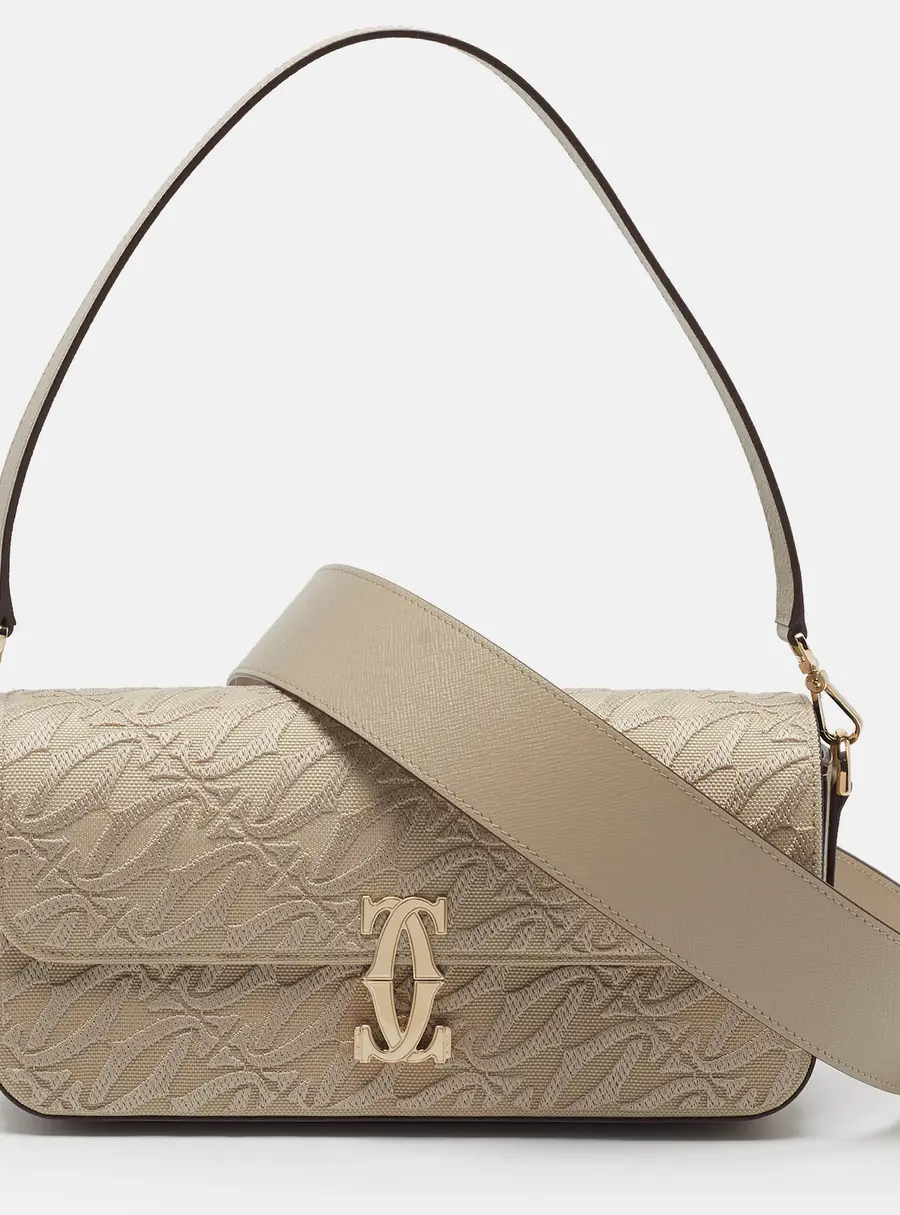 Cartier C De Cartier East-West Beige Monogram Canvas Shoulder Bag