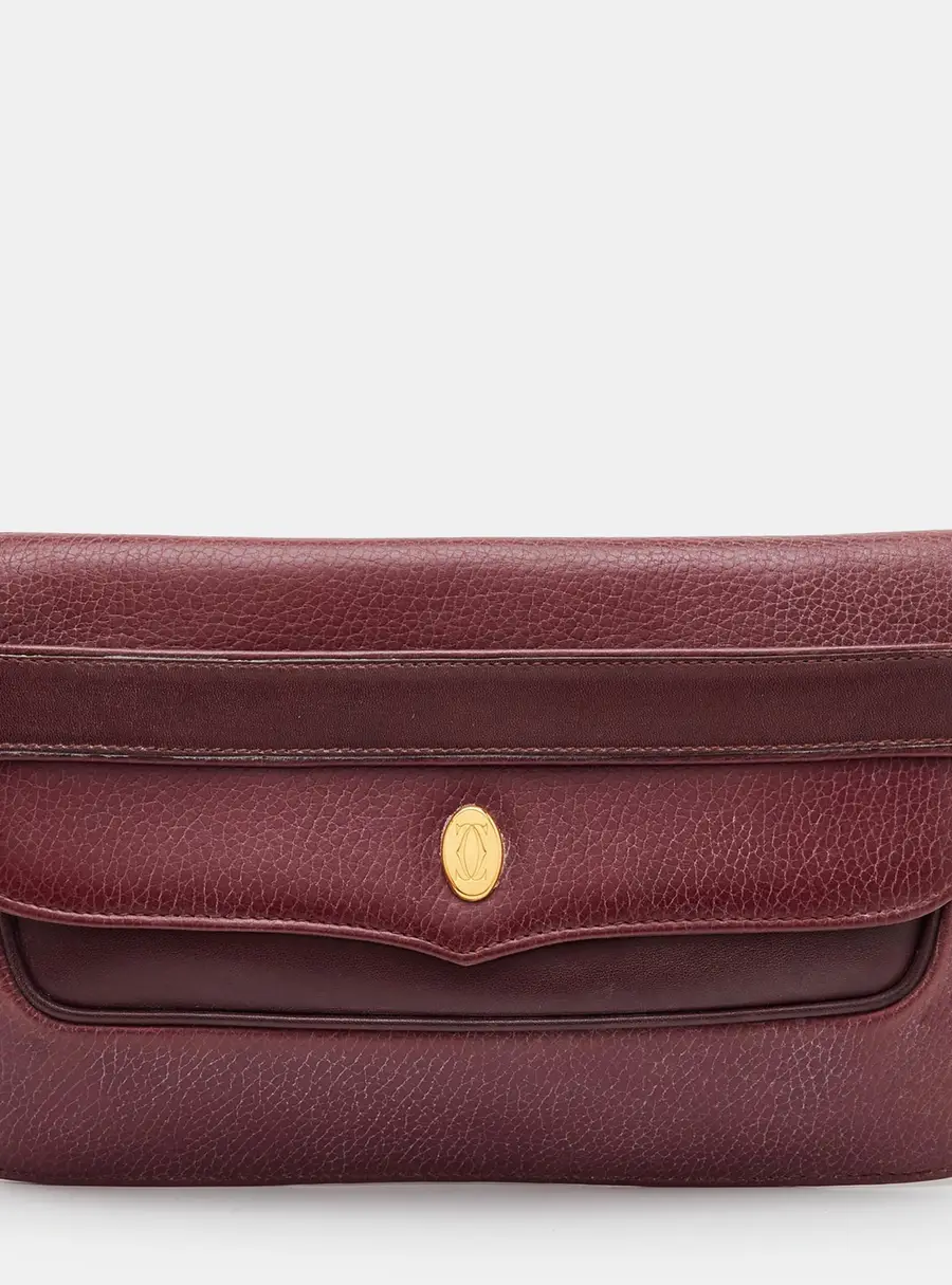 Cartier Must de Cartier Burgundy Grained Leather Flap Clutch