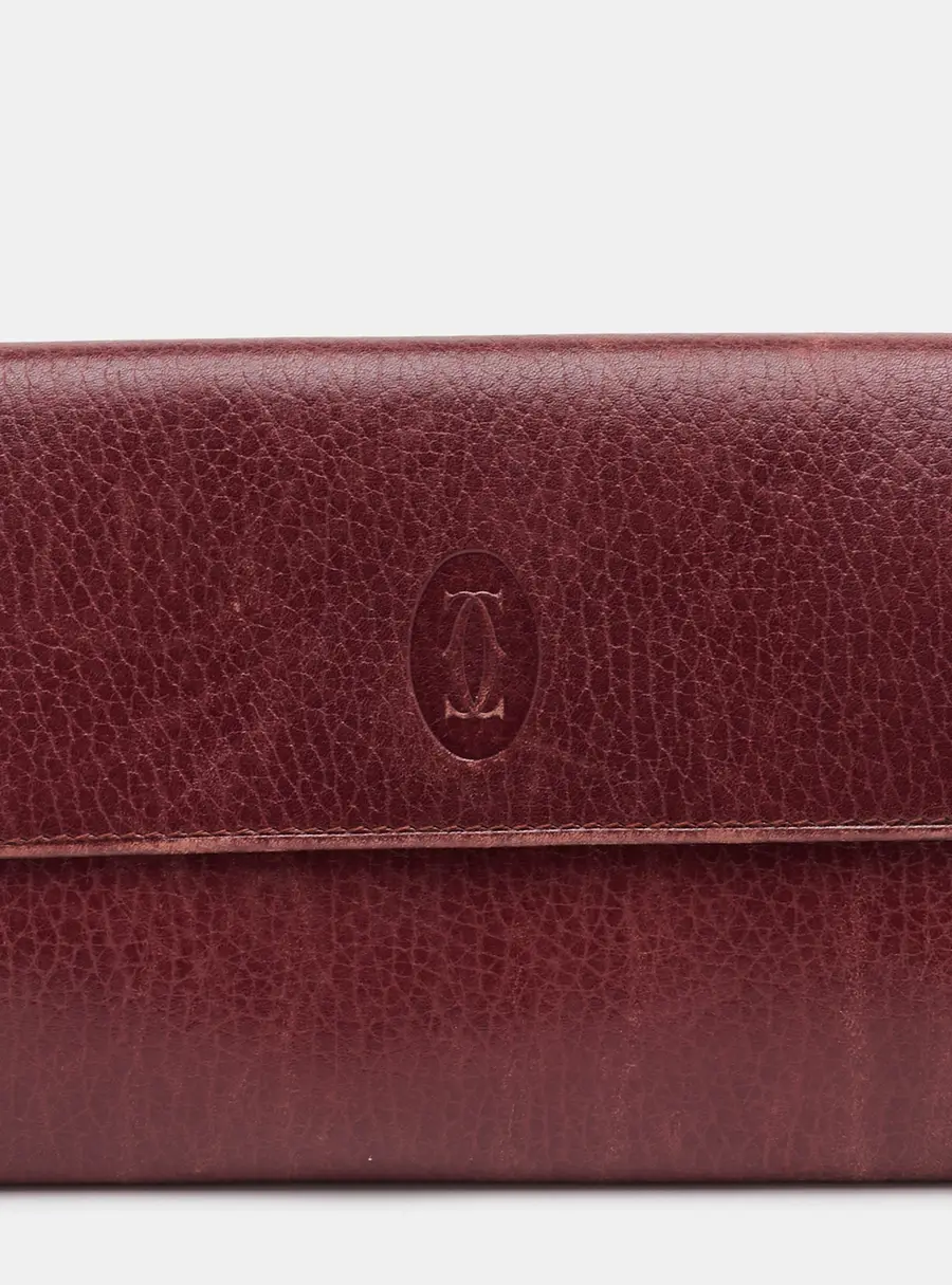 Cartier Must de Cartier Burgundy Leather Trifold Wallet
