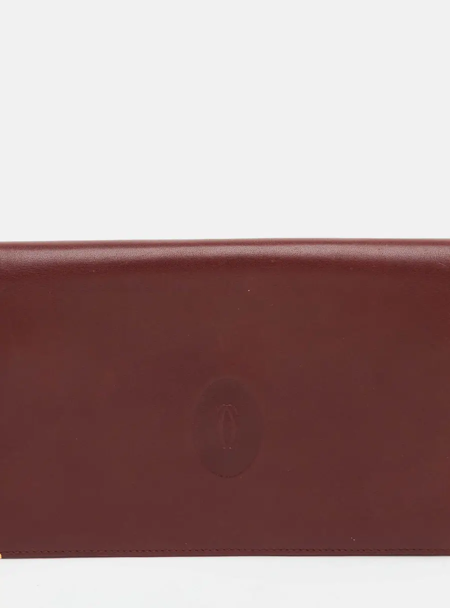 Cartier Must de Cartier Burgundy Leather Flap Continental Wallet