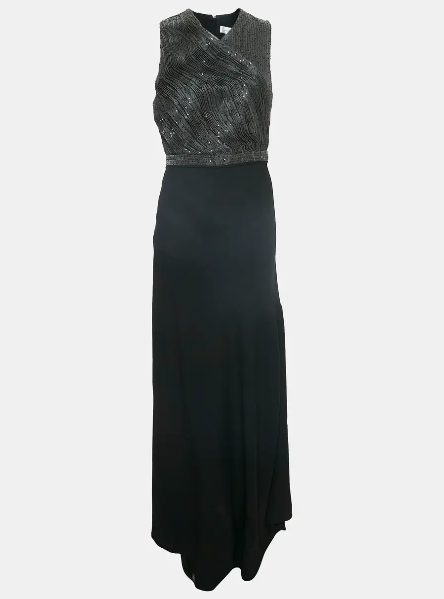 Carven Black Embellished Crepe Sans Manche Sleeveless Maxi Dress M