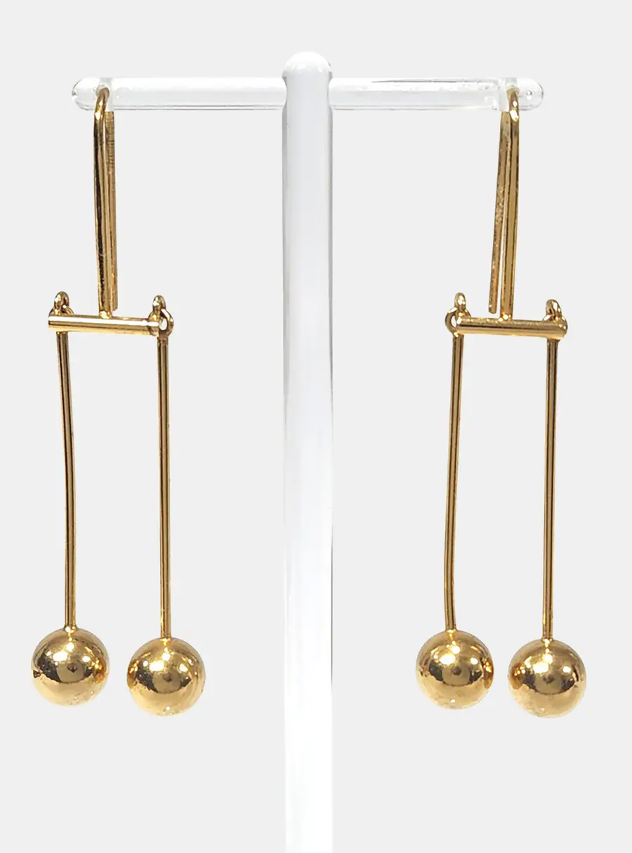 Celine Gold Tone Metal Drop Earrings