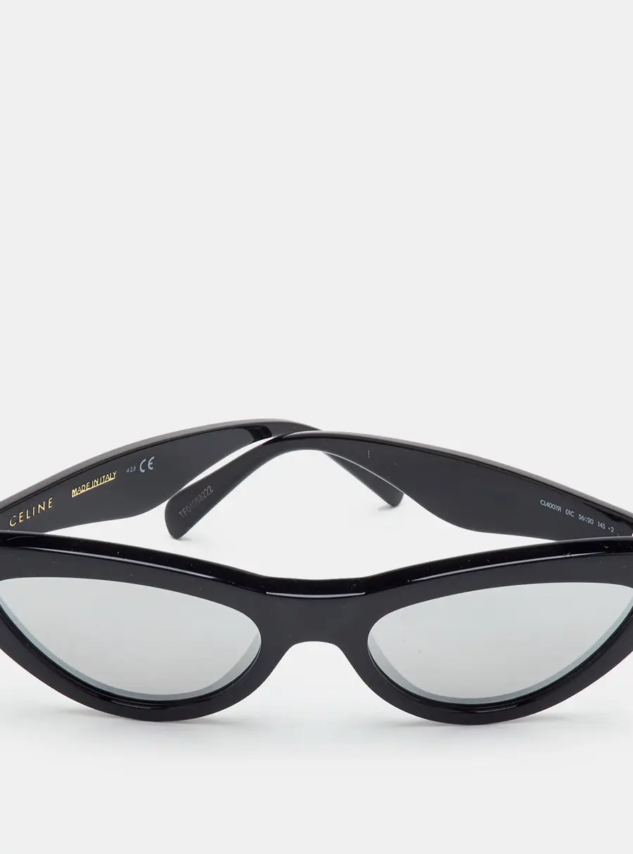 Celine Black/Silver Mirrored CL40019I Frame Cat Eye Sunglasses