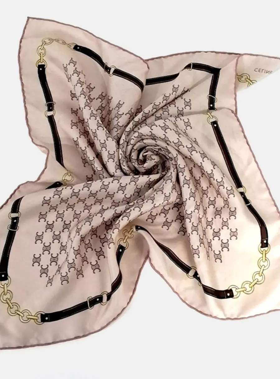 Celine Black/Pink Silk Scarf