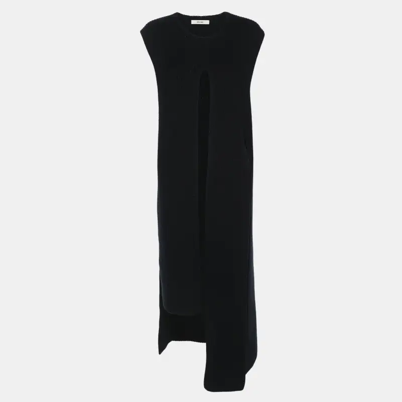 Celine Navy Blue Wool Rib Knit Dress S