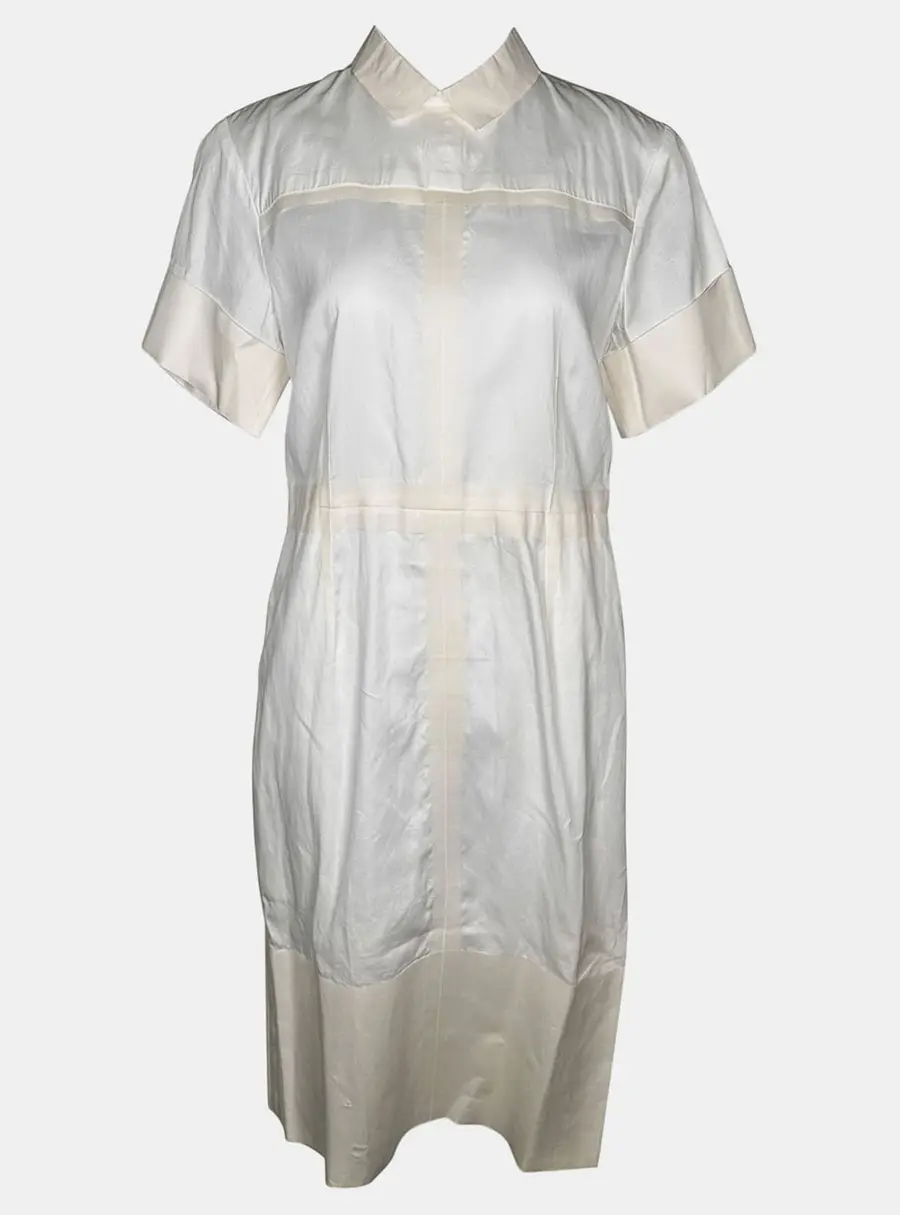 Celine White Cotton Cargo Shirt Dress