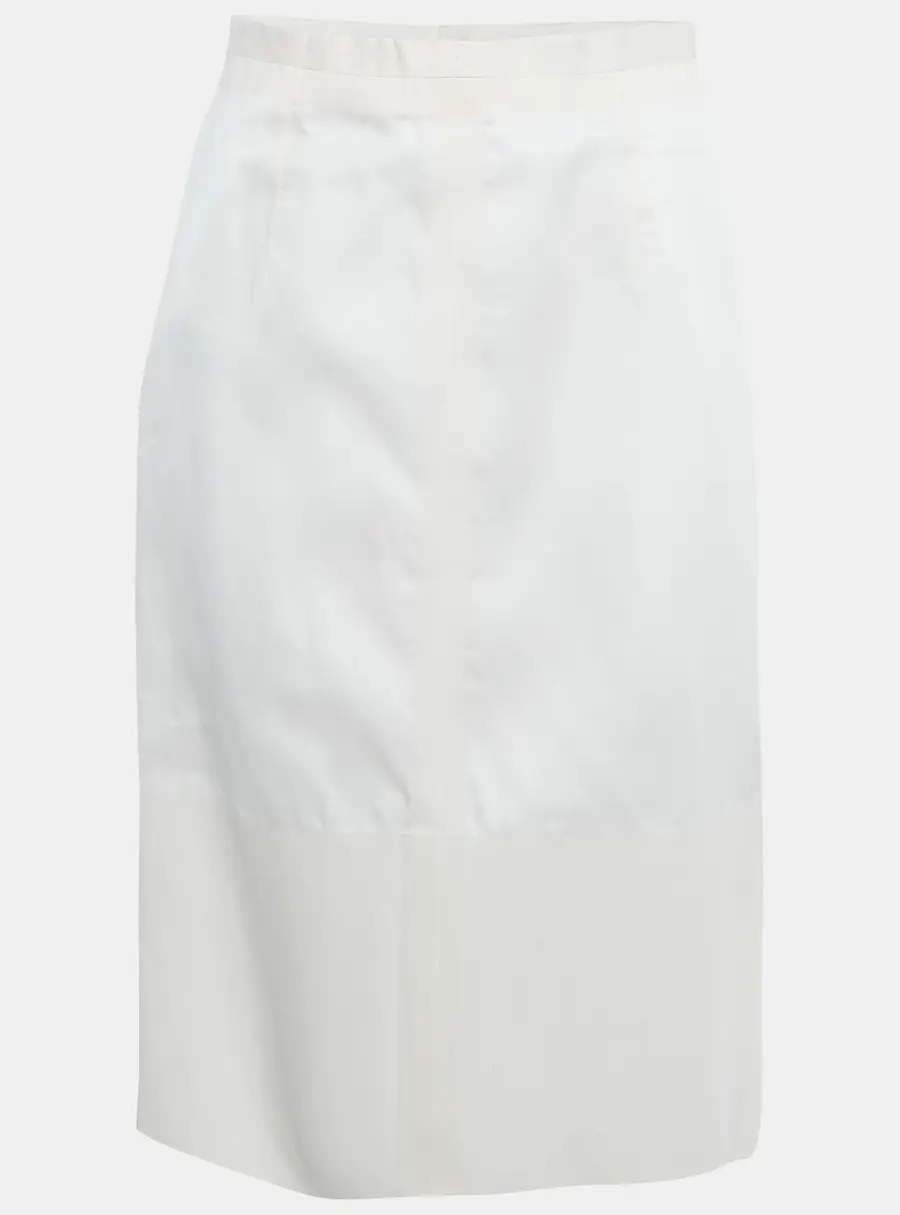 Celine White Cotton Structured Midi Skirt M
