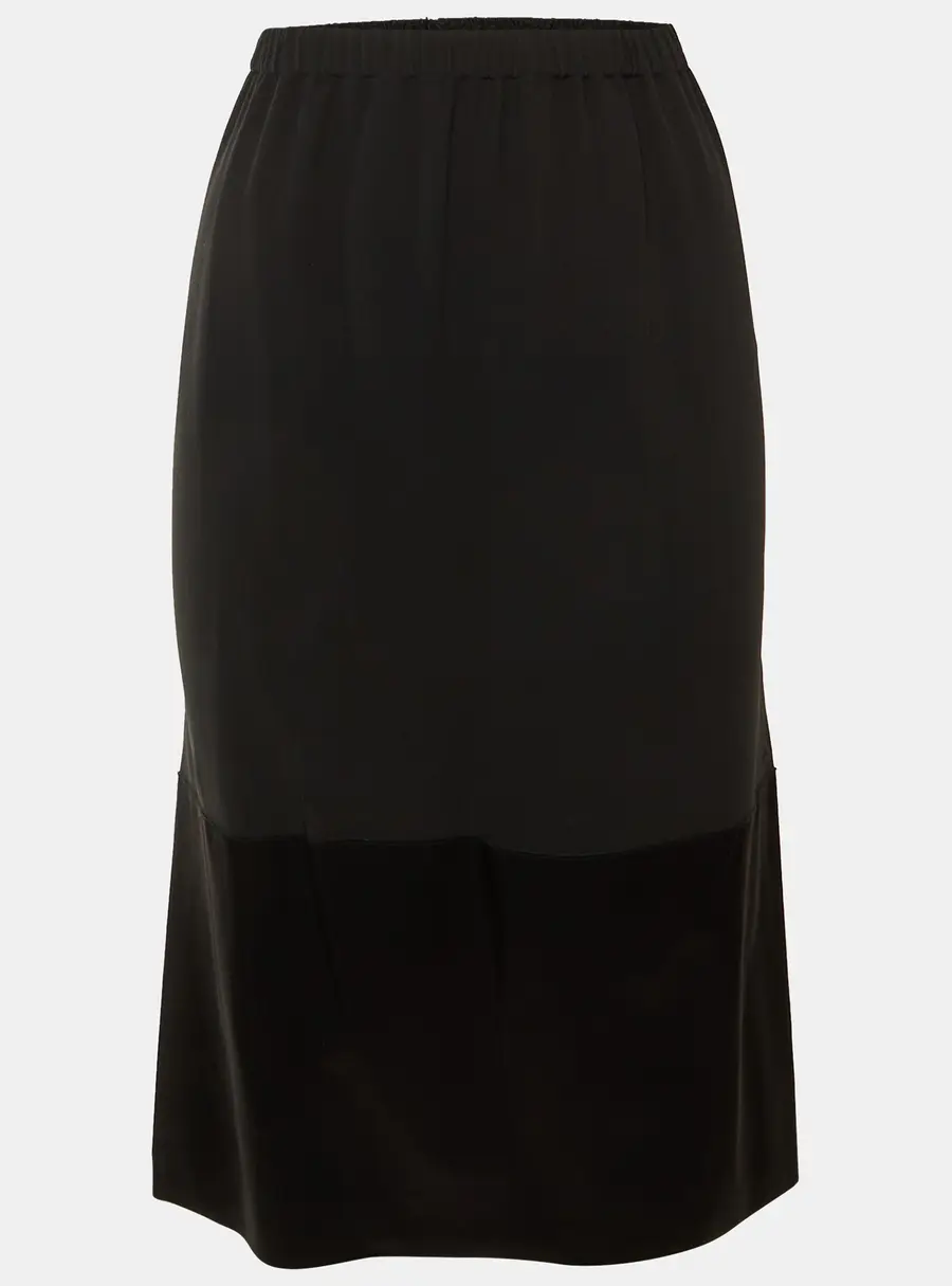 Celine Black Crepe Paneled Midi Skirt M