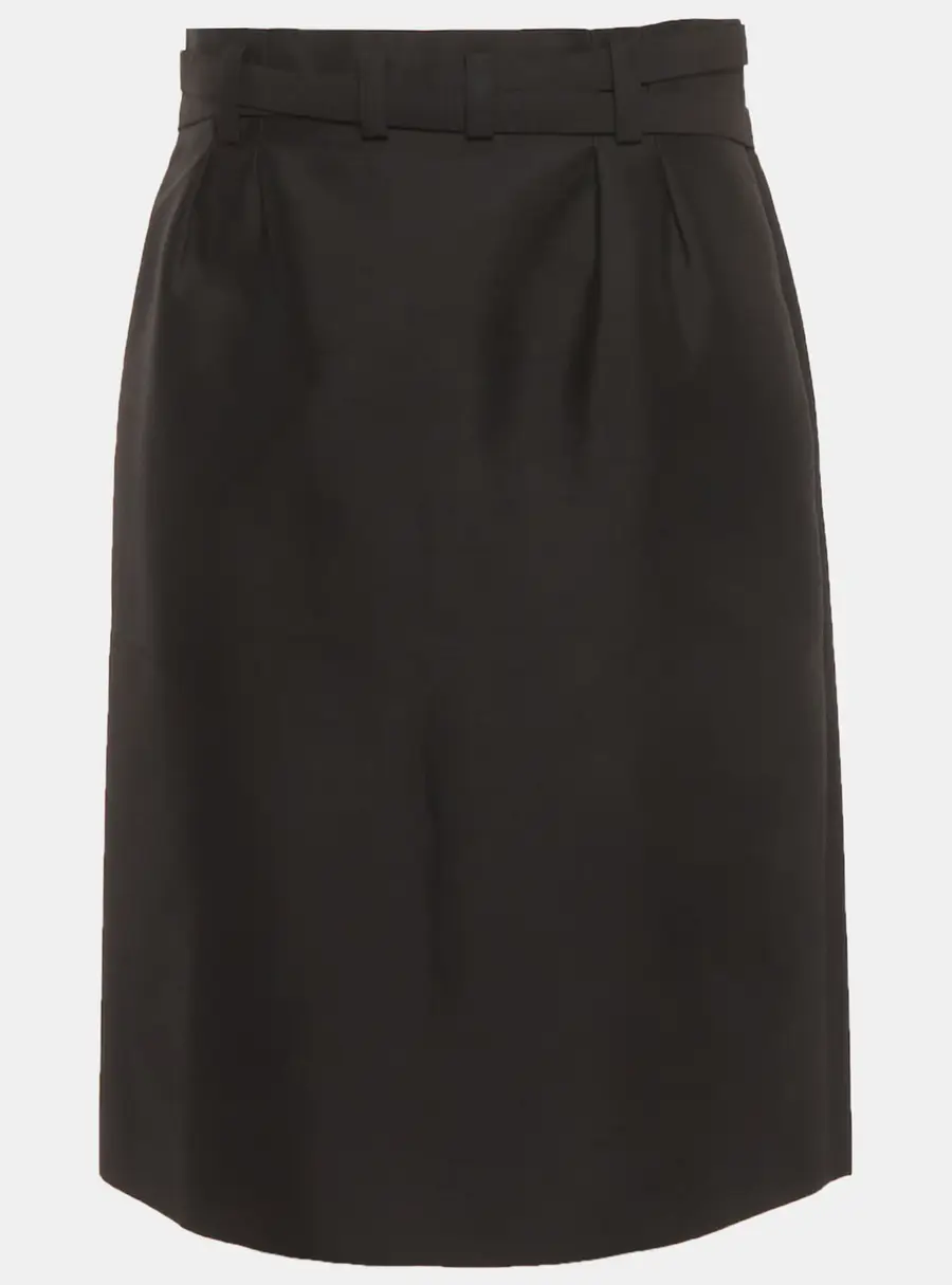 Celine Black Dupion Cotton Blend Pencil Skirt M
