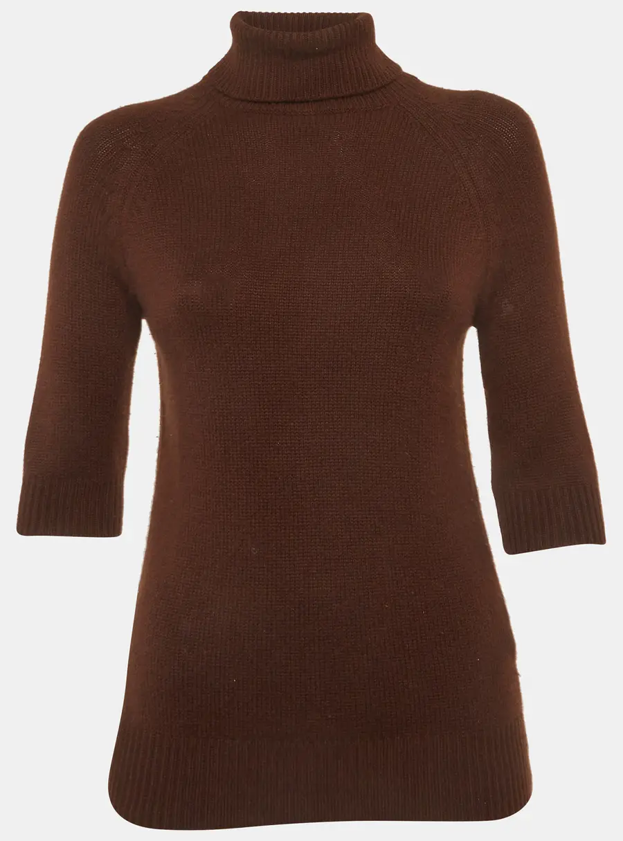 Celine Brown Rib Knit Turtle Neck Sweater M