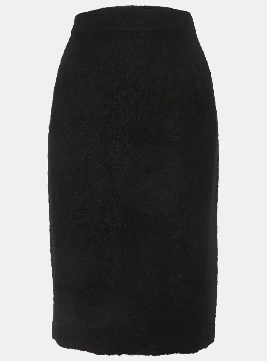 Celine Black Shearling Pencil Skirt L