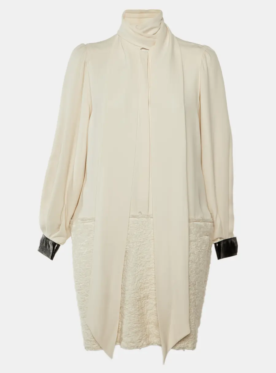 Celine Cream Silk & Wool Mini Dress M