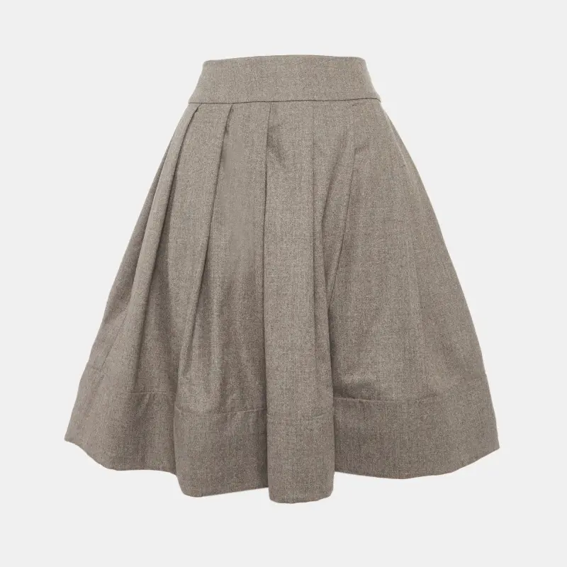 Celine Grey Wool Pleated Mini Skirt M
