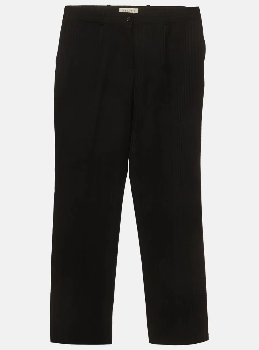 Celine Black Striped Wool Formal Trousers M