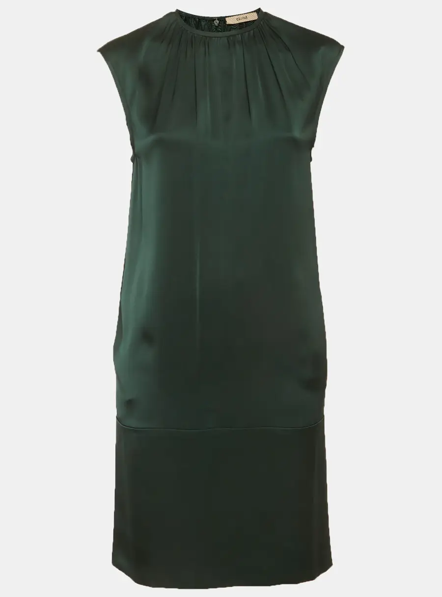 Celine Green Silk Shift Mini Dress S