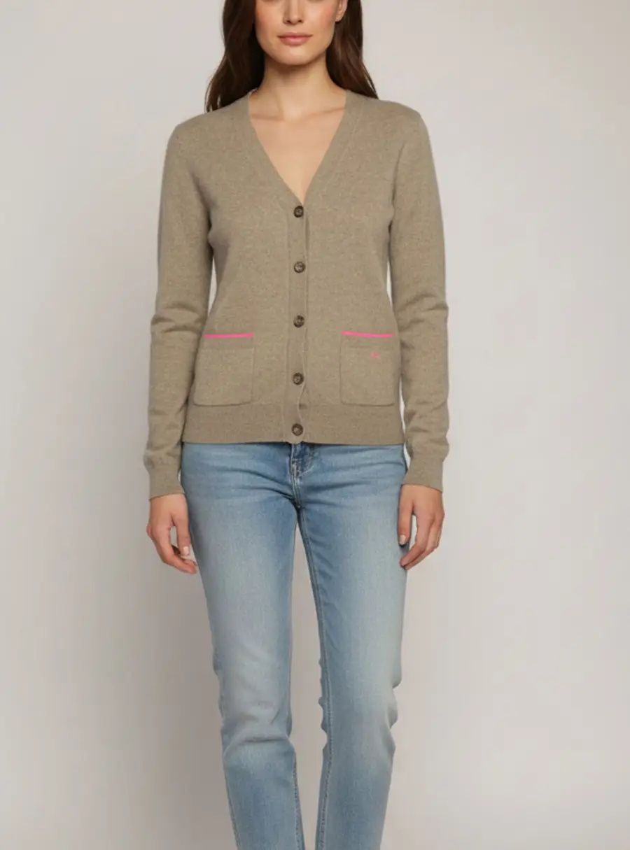 Celine Brown Cashmere Button Front Button Cardigan S