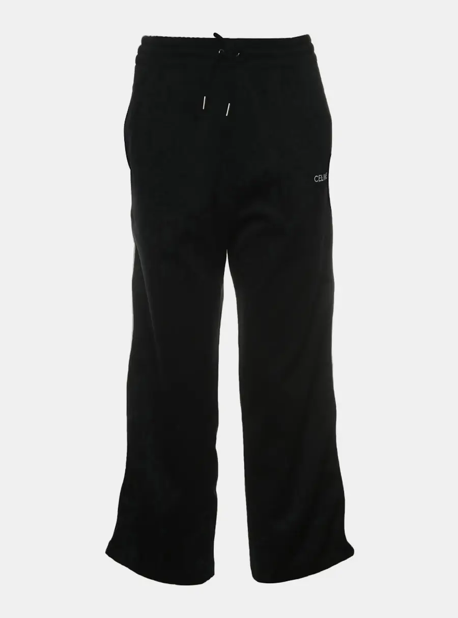 Celine Black Polyester Stripe Long Sweatpants