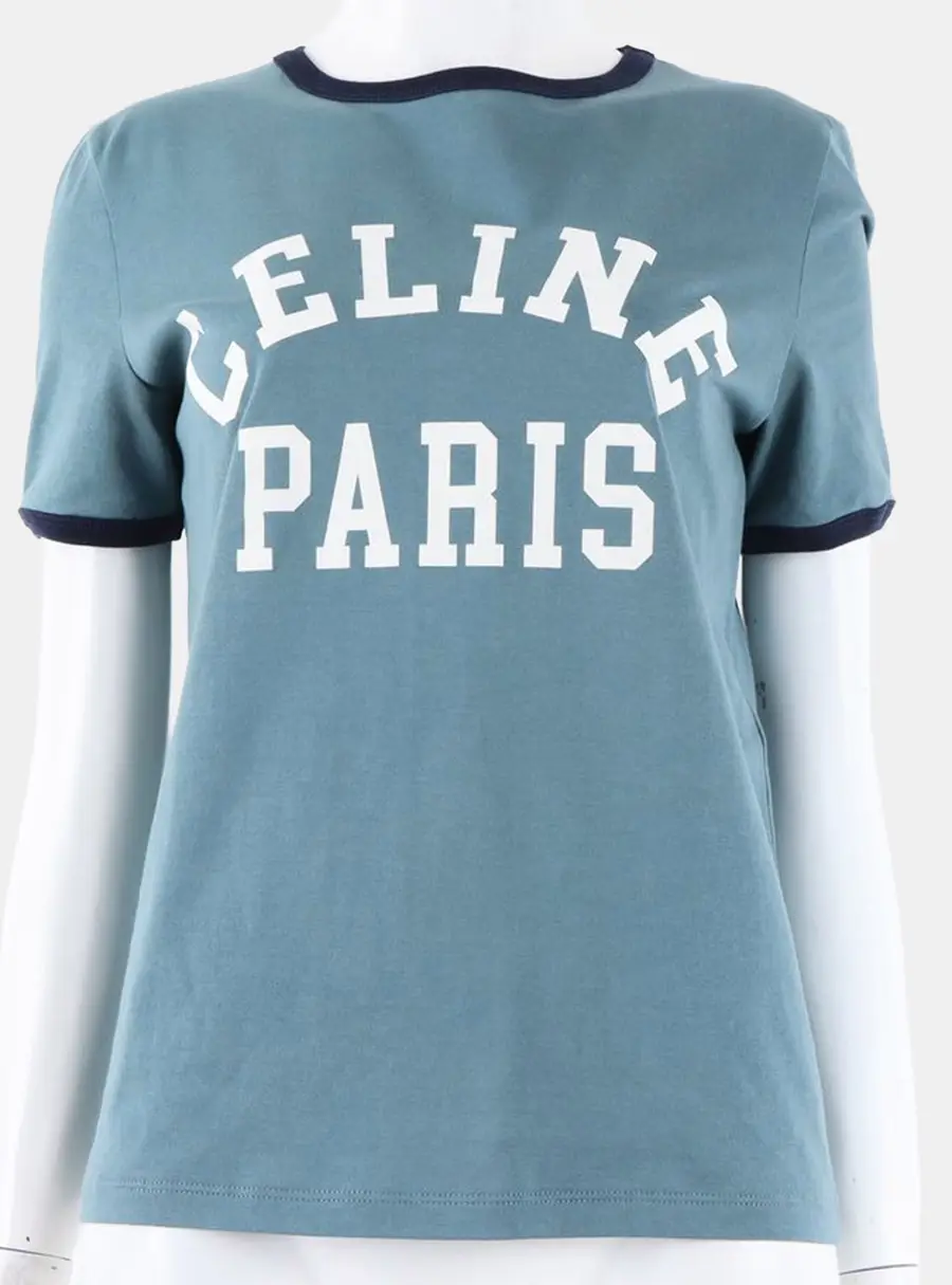 Celine Blue Cotton Short Sleeves Size M
