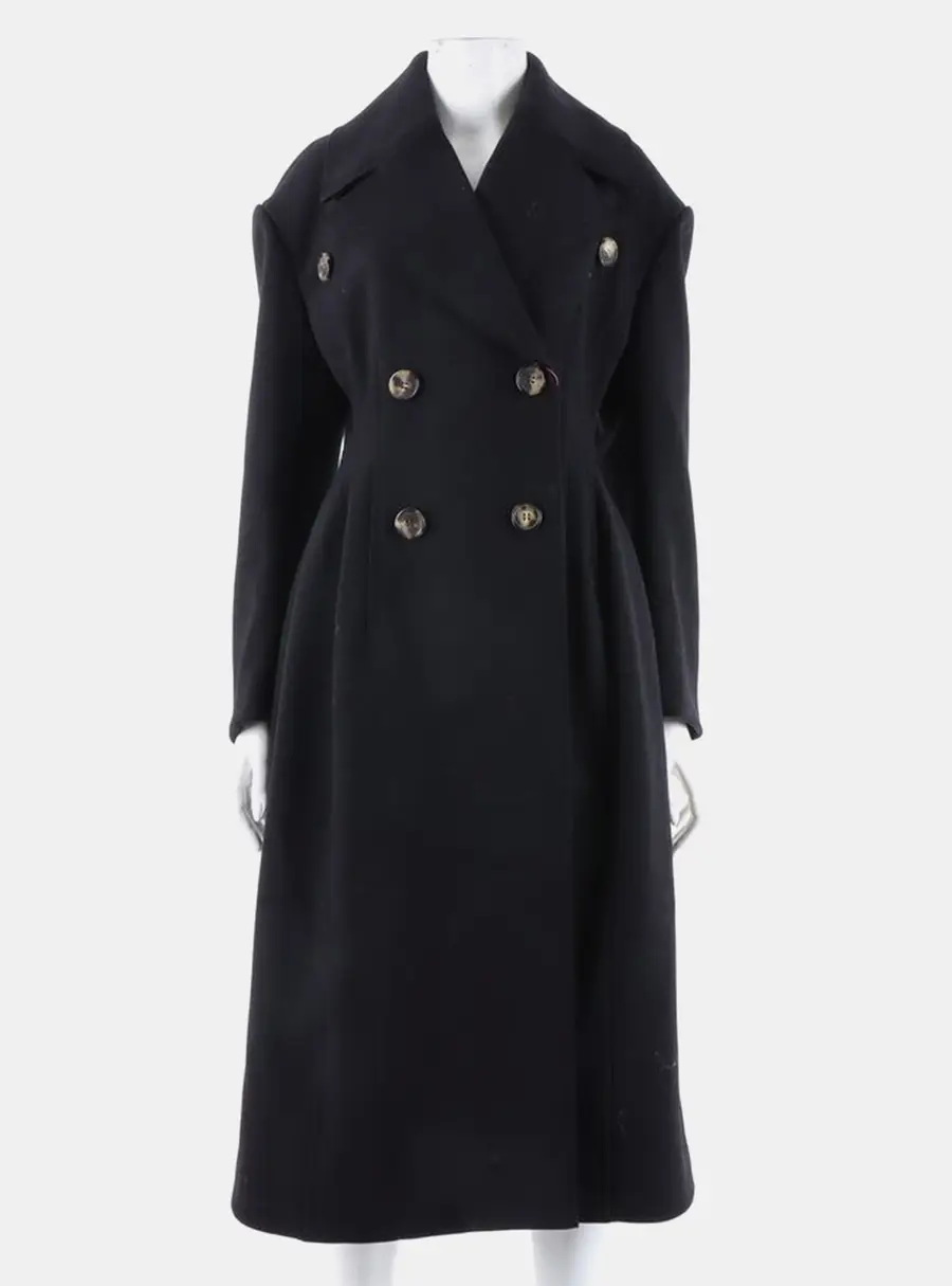 Celine Black Wool Buttoned Coat Size M