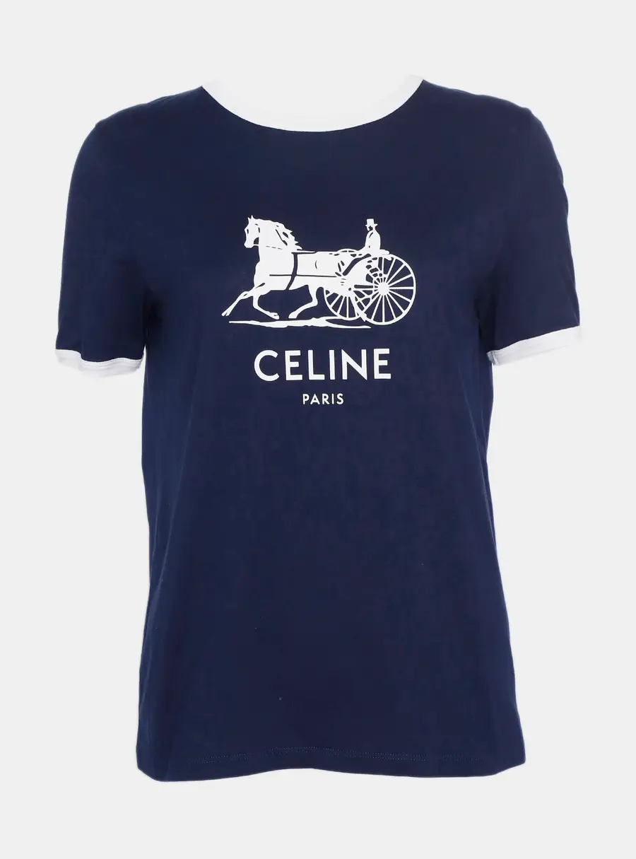 Blue Carriage Round Neck Short Sleeved T-shirt Size M