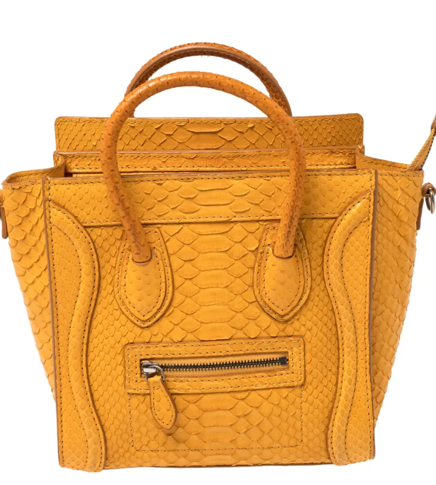 Celine Yellow Python Nano Luggage Tote
