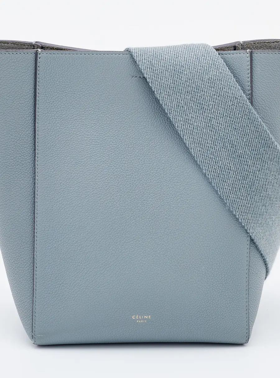 Celine Grey Leather Small Sangle Bucket Bag