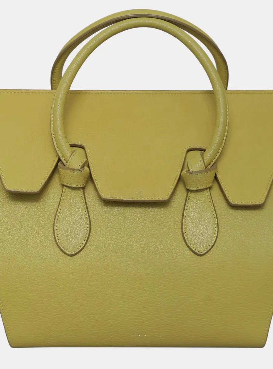 Celine Mini Tie Knot Tote Yellow Grained Leather Top Handle Bag