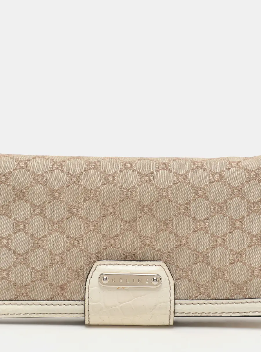 Celine Brown/Cream Macadam Canvas Triomphe Vintage French Wallet